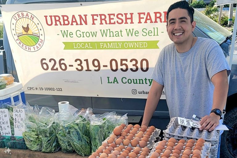 A farmer with his produce.