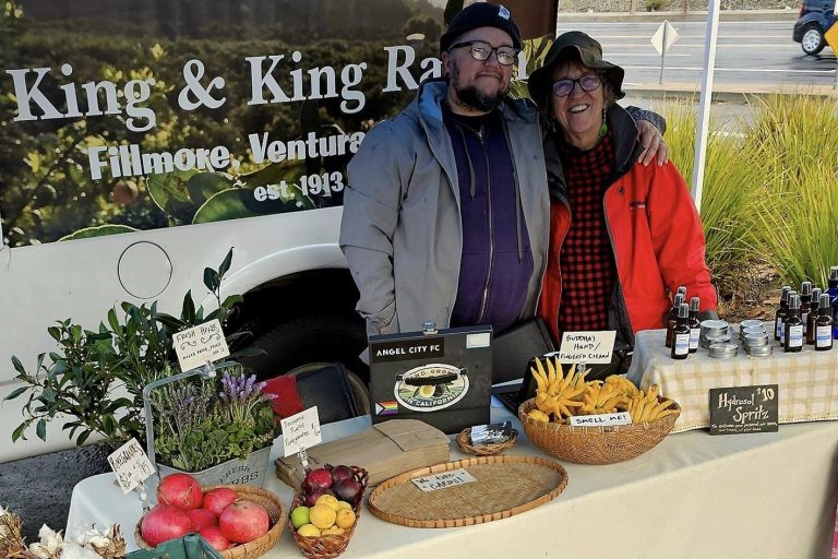 Farmers with their produce.