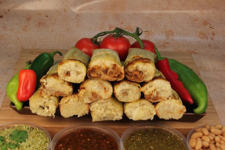 Tamales on a plate.